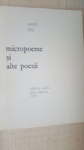 Micropoeme si alte poezii- Aurel Rau