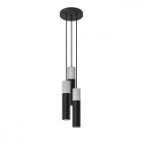 Lampă Suspendată Borigio Negru/Gri Oțel/Beton 3 Becuri Tub Modern De Interior