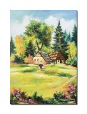Cumpara ieftin Tablouri pictate manual, Meleaguri mioritice, la casa bunicilor, 70x50cm pictura ulei pe panza