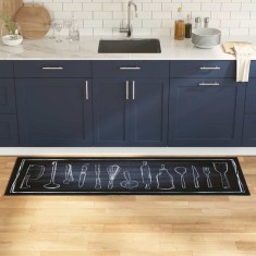 vidaXL Covor de bucătărie Toile Negru 180 x 60 cm Catifea 42013431