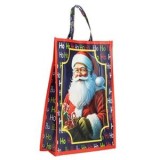 Sacosa reutilizabila din PP de Craciun cu imprimeu Mos Craciun, 50x16x70cm, CMCLASS