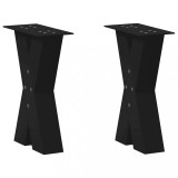 VidaXL Picioare pentru măsuță de cafea &icirc;n formă de X, 2 buc., negru, 28x(42-43) cm, oțel