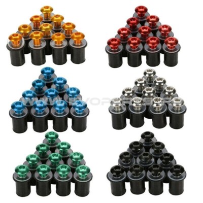 Set 10buc Suruburi Parbriz Moto cu piulite - ALBASTRU foto