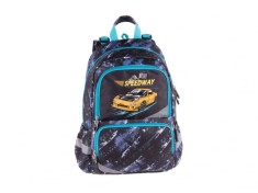 Ghiozdan anatomic pentru scoala cu 3 compartimente principale si 2 laetrale, model Speedway,41x28x20 cm