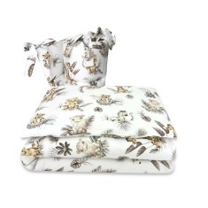 Lenjerie patut cu 3 piese, MimiNu, Pentru patut 120x60 cm, Cu protectie laterala, Din bumbac certificat Oeko Tex Standard 100, S foto