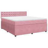 Cumpara ieftin Pat box spring cu saltea, roz, 180x200 cm, catifea