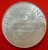 (A309) MONEDA ARGINT AUSTRIA - 5 SCHILLING 1968, CALUL LIPITAN, STARE FOARTE BUNA
