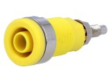 Conector banană 4mm soclu 32A 1kV galben nichelat panou