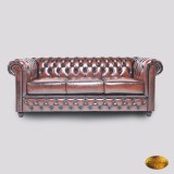 Chesterfield Canapea 3 Locuri Brighton FT Maro Antic Spălat Manual