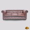 Chesterfield Canapea 3 Locuri Brighton FT Maro Antic Spălat Manual