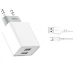 Incarcator retea USB 2.4A cu cablu compatibil Lighting (Iphone ) Cod:XO-L65-NB103A