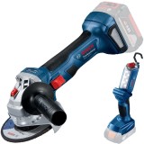 Bosch GWS 180-LI + GLI 18V-300 - Polizor unghiular fara acumulatori si incarcator Li-Ion 18 V - Ah 115 mm + Lampa