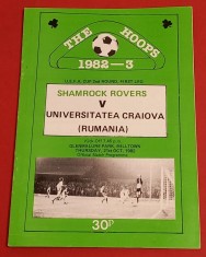 Program meci fotbal SHAMROCK ROVERS - UNIVERSITATEA CRAIOVA (UEFA CUP 21.10.1982) foto