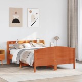Gossi cadru pat fara saltea, maro ceruit, 120x190 cm, lemn masiv pin