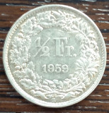 (A35) MONEDA DIN ARGINT ELVETIA - 1/2 FRANC 1959, Europa