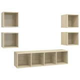 Cumpara ieftin Set de dulapuri TV, 5 piese, stejar sonoma, lemn prelucrat