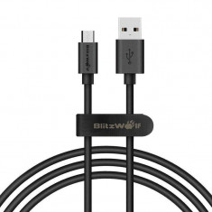 Cablu pentru incarcare si transfer de date BlitzWolf BW-CB7 USB/Micro-USB Quick Charge 3.0 2.4A 1m Negru foto