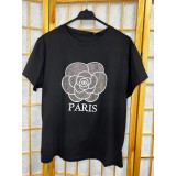 Tricou Negru cu imprimeu si aplicatii din strasuri, Paris