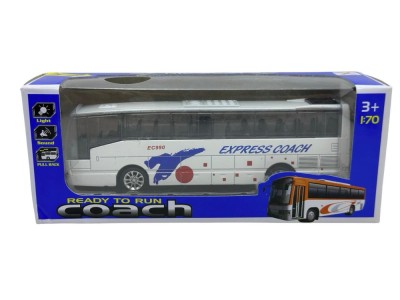 Macheta Autobuz Autocar expres cu lumini, sunete si sistem pull-back scara 1:70 foto