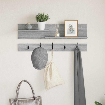 vidaXL Răcător de paltoane montat pe perete sonoma gri 90 x 15 x 36 cm 874424 foto