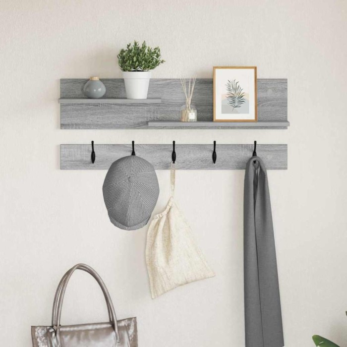 vidaXL Răcător de paltoane montat pe perete sonoma gri 90 x 15 x 36 cm 874424