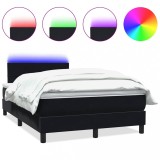 Cumpara ieftin Pat cu arcuri cu saltea si LED, negru, 120x210 cm, catifea