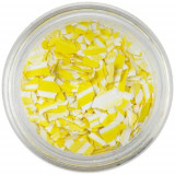 Fulgi de confetti cu o formă nedefinită - alb şi galben, cu dungi, INGINAILS