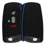 Husa Cheie Auto pentru BMW, 3 Butoane, Keyless Go, Silicon, Negru, 46209.04, Kwmobile