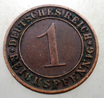 B.232 GERMANIA WEIMAR 1 REICHSPFENNIG 1934 D foto