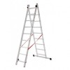 Scara Aluminiu Dubla 2x9 Trepte Strend Pro Basic, 4.75m, 150Kg, Antialunecare, UE