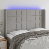 vidaXL Tăblie de pat cu LED, gri deschis, 147x16x118/128 cm, textil