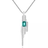 Cumpara ieftin Colier Din Argint Piatra Verde/Green Smarald Luxury ARG397P, Argintboutique
