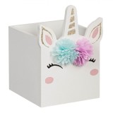 Cutie Decorativă Lemn Unicorn, Alb, 10x10x14cm
