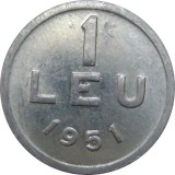 Romania, 1 leu 1951 * cod 101, Aluminiu