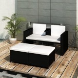 Cumpara ieftin Gossi set mobilier de gradina cu perne, 4 piese, negru, poliratan