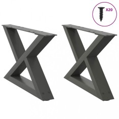 vidaXL Picioare pentru măsuță de cafea, 2 buc., antracit, 50x(30-31,3) cm, oțel 4012686