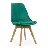 scaun living din catifea verde cu picioare lemn Moderno 24200v