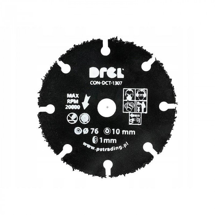 Disc diamantat segmentat mini, lemn, taiere uscata, 76 mm/10 mm, Drel