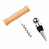 Cumpara ieftin Set tirbuson tip T 9 cm, desfacator sticle, spirala inox, dop vin cu silicon reutilizabil, argintiu