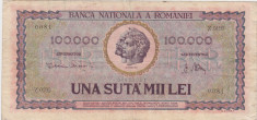 ROMANIA 100000 LEI IANUARIE 1947 VF foto