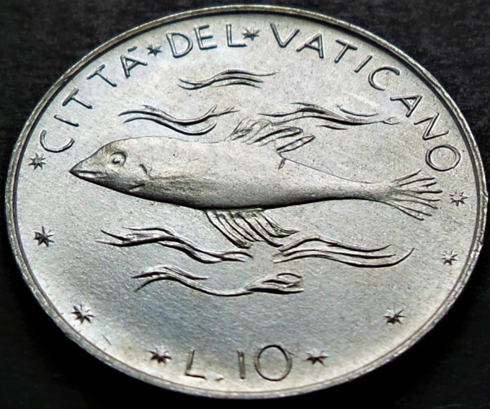 Moneda 10 LIRE - VATICAN, anul 1977 * cod 4753 - Papa Paul VI-lea = UNC