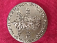 medalie MIRCEA CEL BATRAN , Expozitia de numismatica si filatelie Targoviste .Diametru 60 mm ,de colectie .