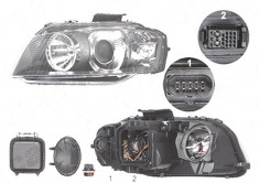 Far Audi A3 (8p), 05.2003-04.2008, fata, Stanga, xenon; D2S+H7; electric; fara unitate control; fara ballast; fara bec/-uri; cu motor, DEPO foto