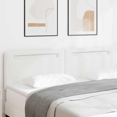 vidaXL Tăblie cap cu lumini cu bandă LED Pe perete Alb 180 cm PVC foto