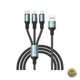 Cablu Incarcare USB-A - Lightning / microUSB / USB-C Sendem M51 3in1 200W 1.2m Gri
