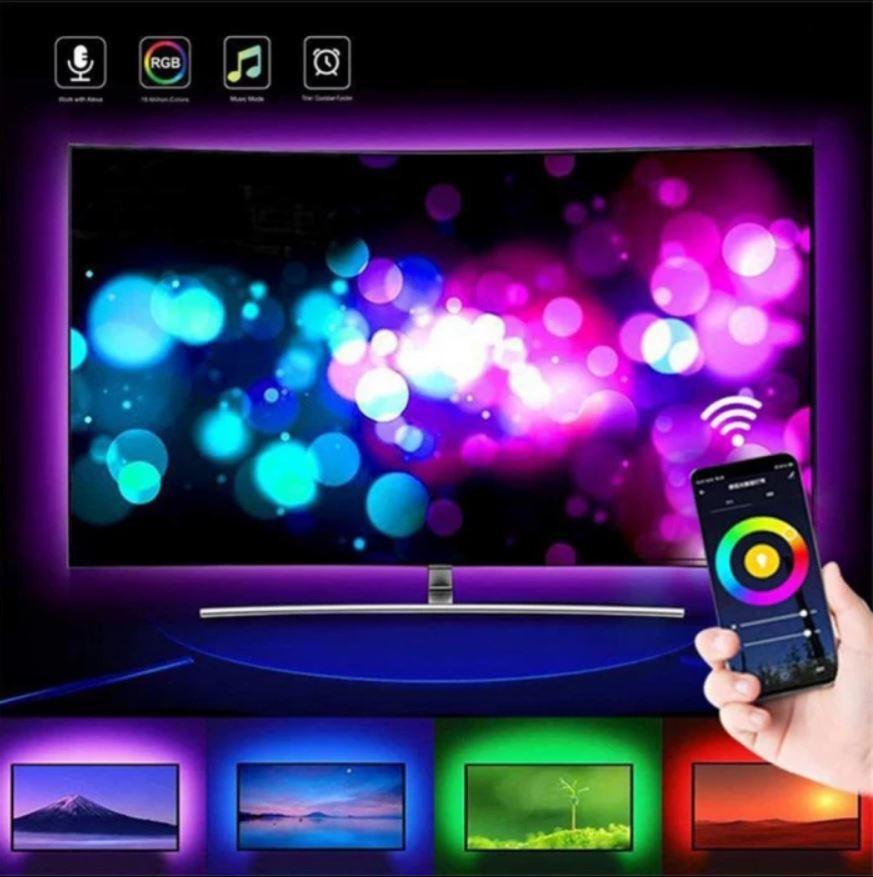 KIT BANDA led RGB ambilight TV usb 5V cu APLICATIE MUZICA 5 metri lumina  SMART | Okazii.ro