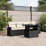 VidaXL Set mobilier de grădină cu perne, 5 piese, negru, poliratan