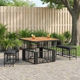 vidaXL Set de masă pentru grădină cu pernă 3 pcs Negru și Gri 42026756