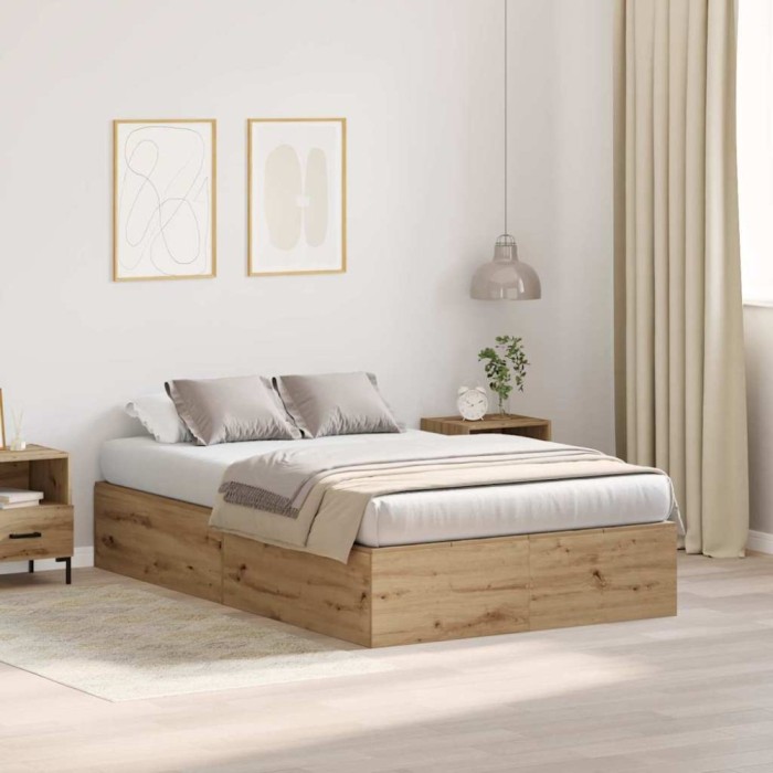 vidaXL Cadru de pat stejar artizanal 120 x 200 cm Lemn compozit 3335372