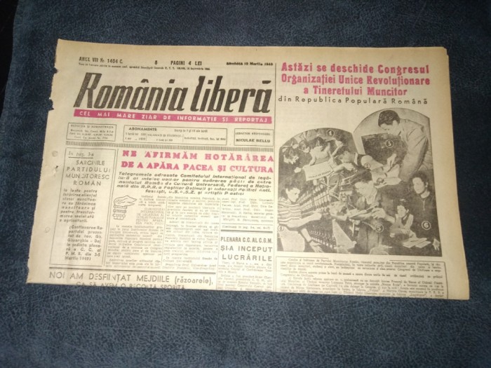 ZIARUL ROMANIA LIBERA 19 MARTIE 1949
